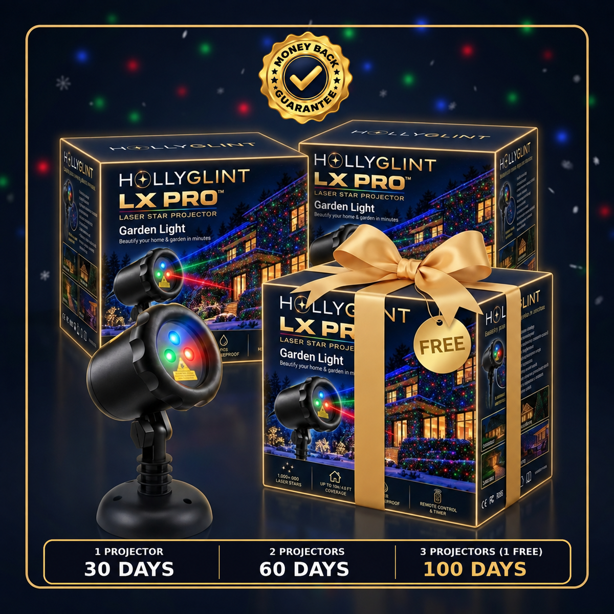 LX Pro™ RGB Laser Projector | Multi-Color Starry Night & Festive Light for Home, Balcony & Celebrations