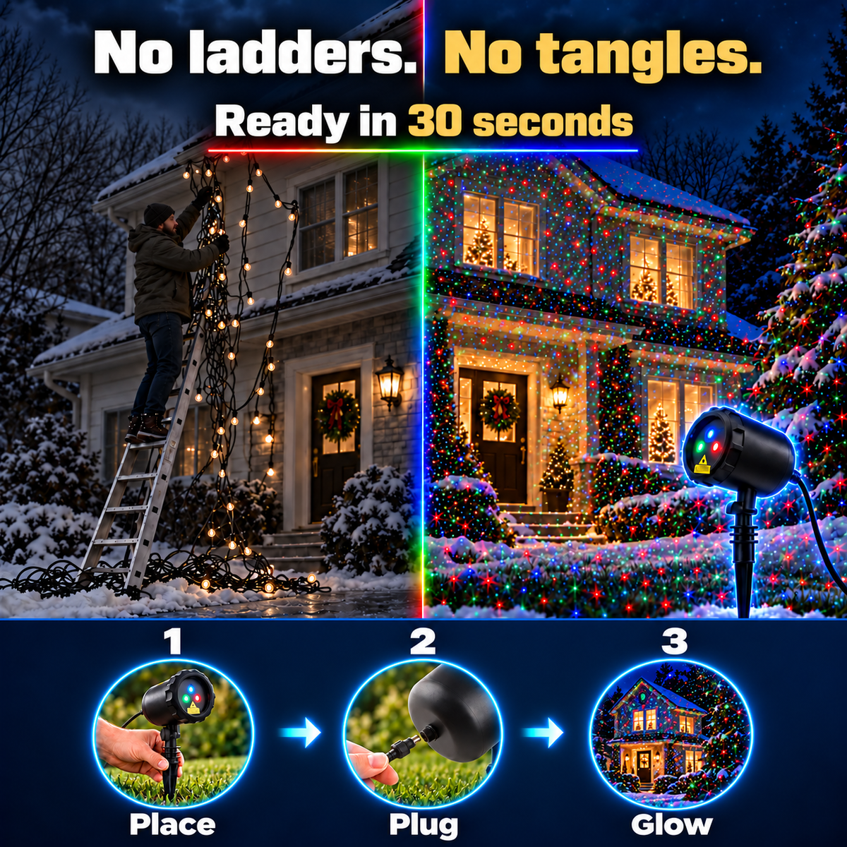 LX Pro™ RGB Laser Projector | Multi-Color Starry Night & Festive Light for Home, Balcony & Celebrations