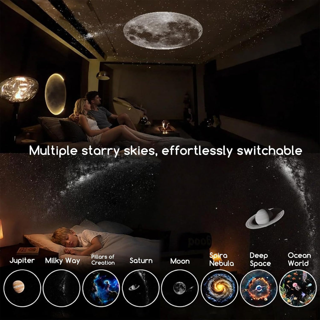 TSM® 2-in-1 USB Dream Galaxy Moon Projector & Ambient Night Light – 360° Flexible Starry Sky Lamp