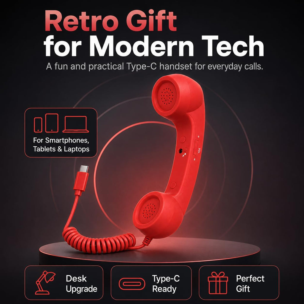 Retro Phone Handset Corded Telephone Receiver with Noise Reduction