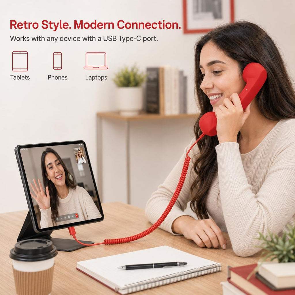 Retro Phone Handset Corded Telephone Receiver with Noise Reduction