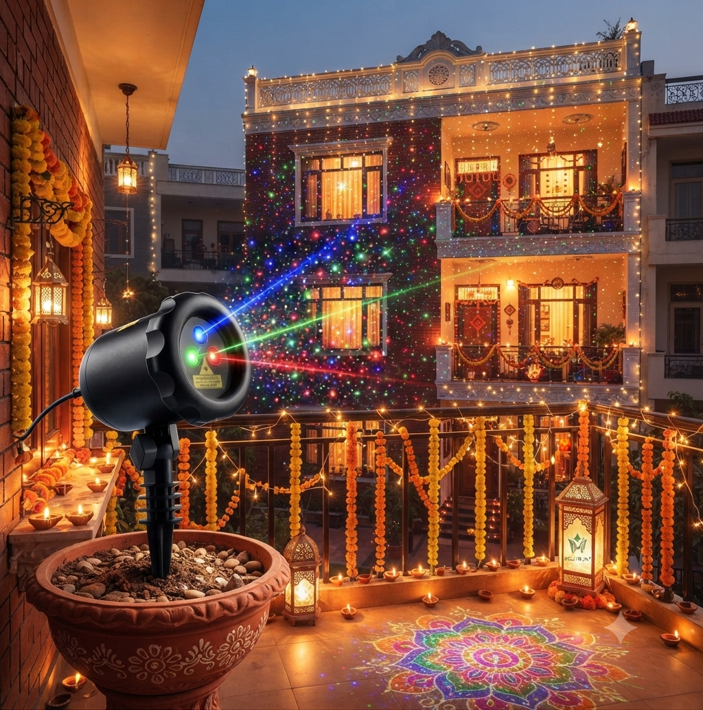 LX Pro™ RGB Laser Projector | Multi-Color Starry Night & Festive Light for Home, Balcony & Celebrations
