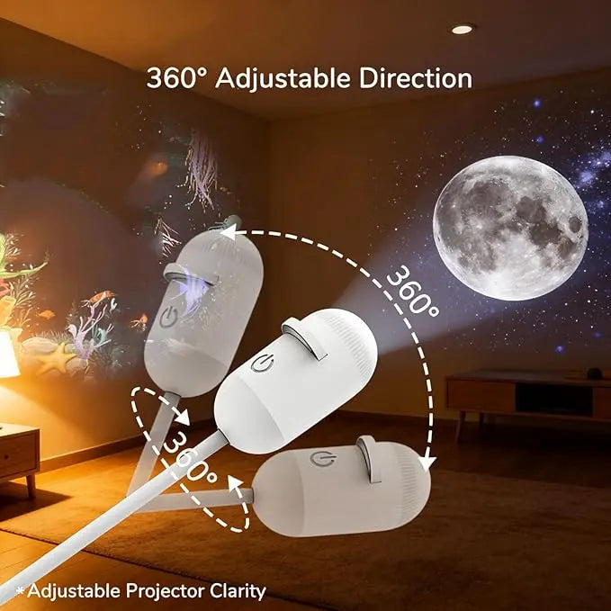 TSM® 2-in-1 USB Dream Galaxy Moon Projector & Ambient Night Light – 360° Flexible Starry Sky Lamp