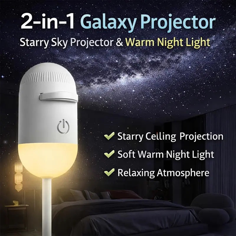 TSM® 2-in-1 USB Dream Galaxy Moon Projector & Ambient Night Light – 360° Flexible Starry Sky Lamp