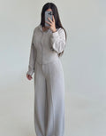 Women’s Textured Co-Ord Set with Lace-Up Corset Back Hoodie & Wide-Leg Pants