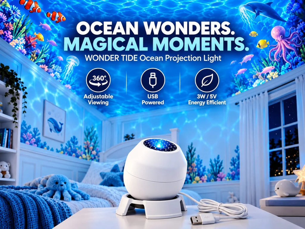 360° Adjustable Aqua Projector Light – USB Powered Underwater Effect Lamp