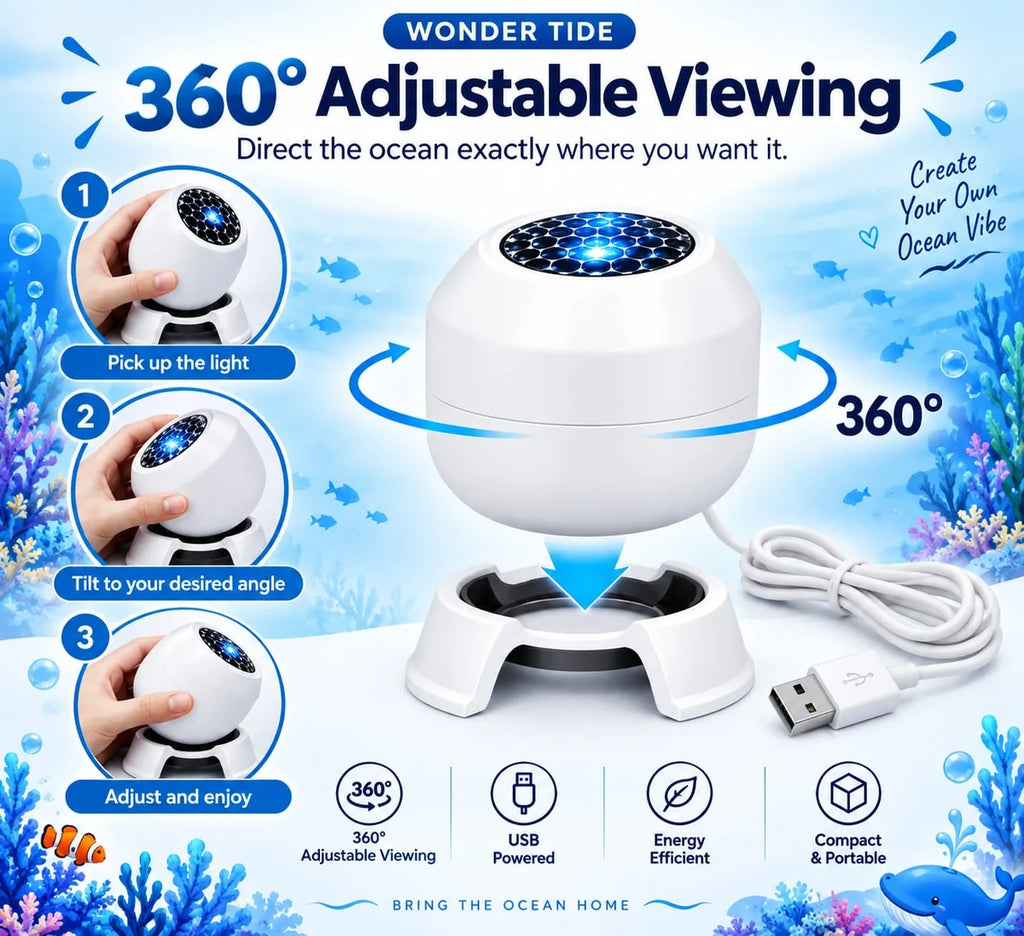 360° Adjustable Aqua Projector Light – USB Powered Underwater Effect Lamp